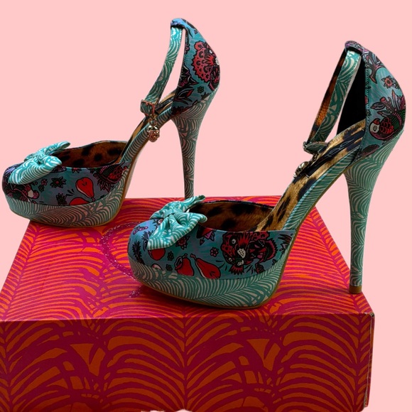 Iron Fist Loco Koko Turquoise Platform Stiletto Pumps 5” Heel Women’s 8 NWB - Picture 8 of 13